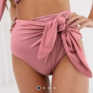 ASOS Pink Wrap High Wasited Bikini Bottoms (size 4)